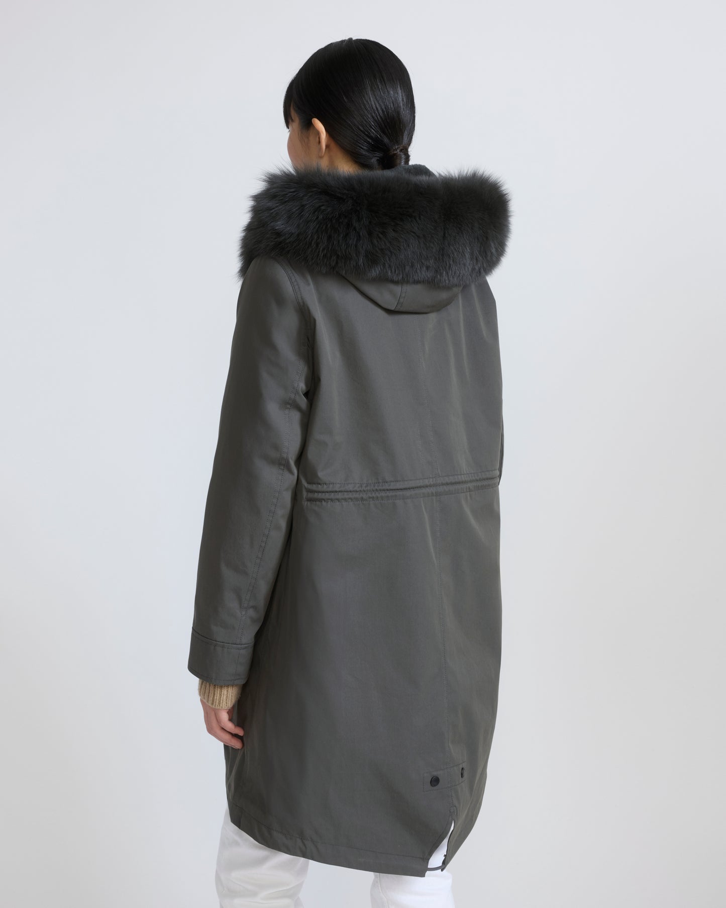 Long Iconic parka in waterproof cotton blend with fox and rabbit fur - Yves Salomon - New Fall/Winter Collection