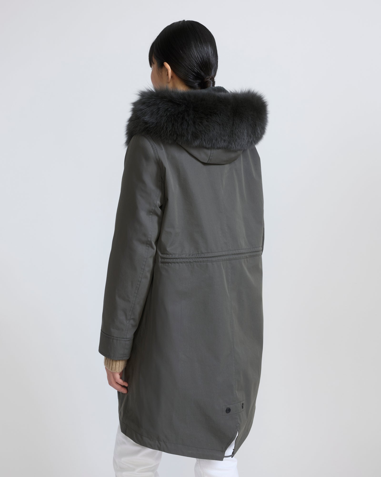 Long Iconic parka in waterproof cotton blend with fox and rabbit fur - Yves Salomon - New Fall/Winter Collection