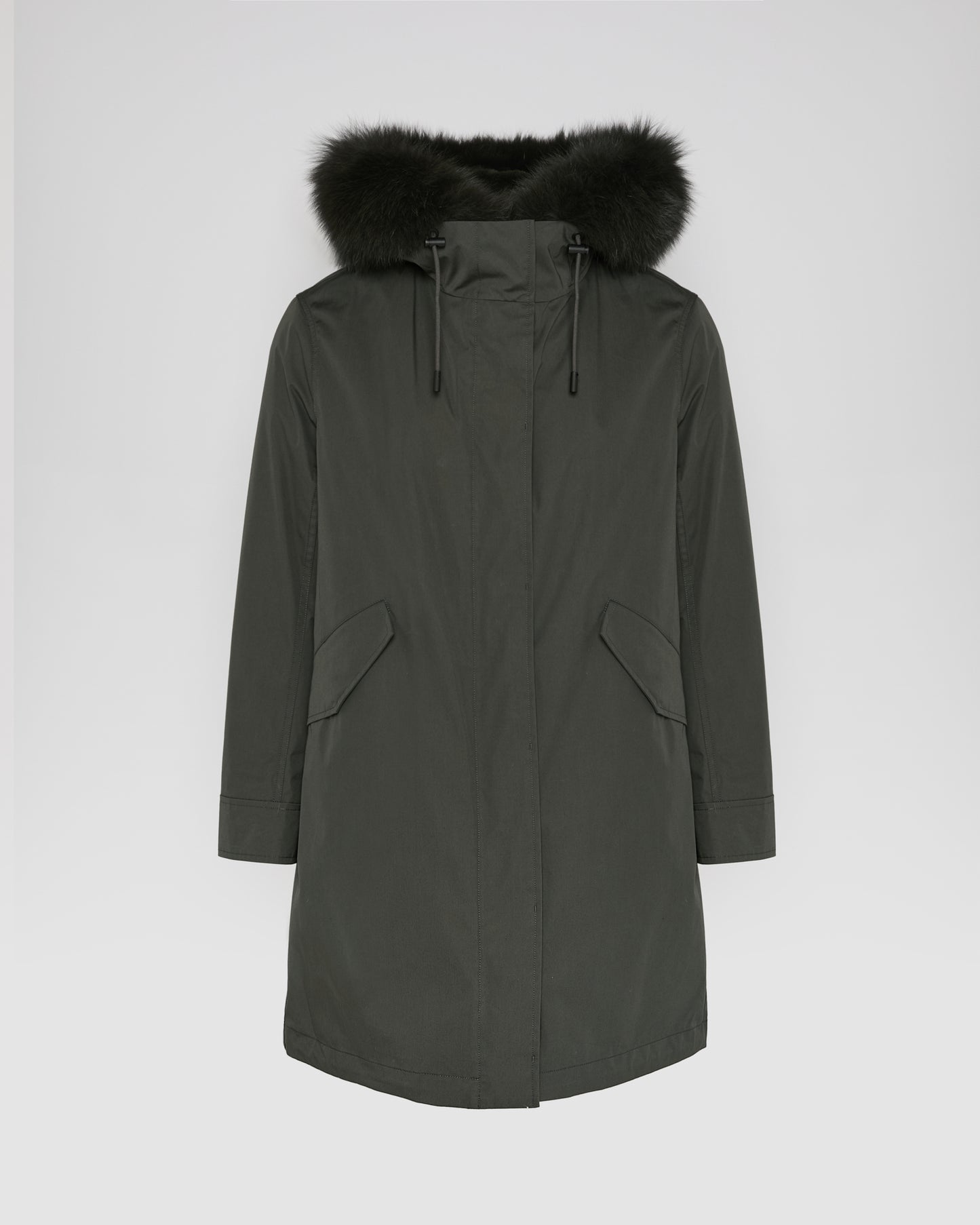 Long Iconic parka in waterproof cotton blend with fox and rabbit fur - Yves Salomon