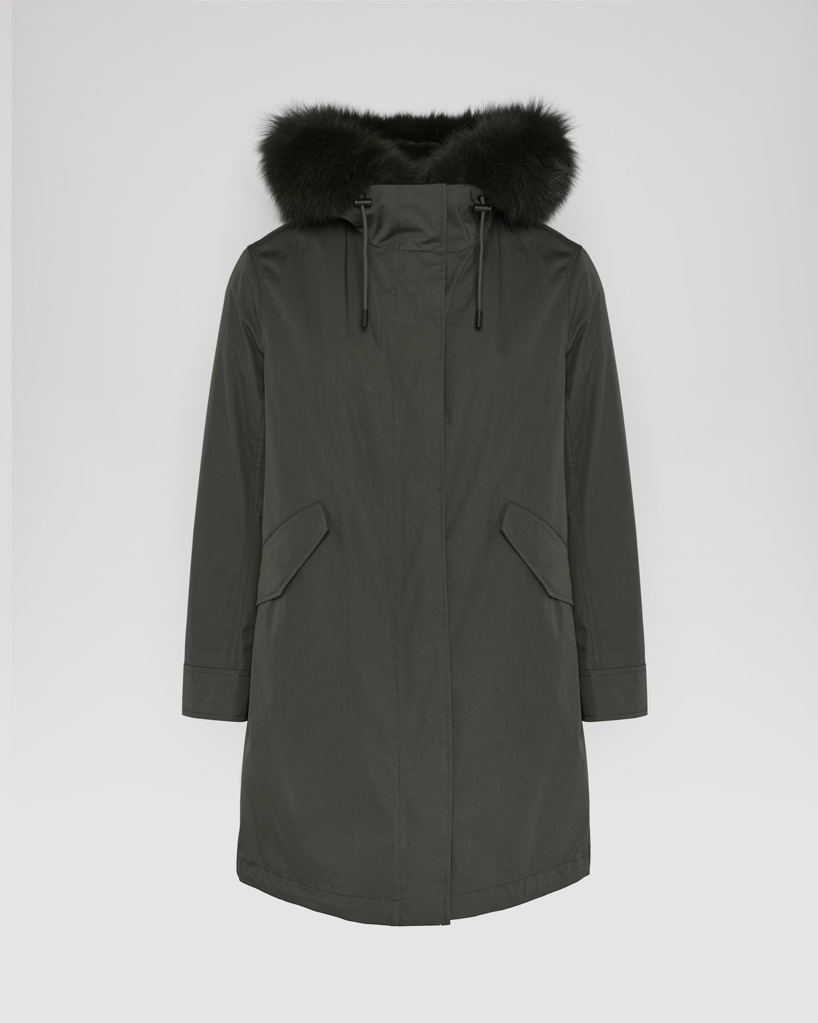 Long Iconic parka in waterproof cotton blend with fox and rabbit fur - Yves Salomon