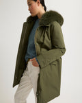 Regular parka in waterproof cotton blend with fox and rabbit fur