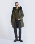 Long Iconic parka in waterproof cotton blend with fox and rabbit fur