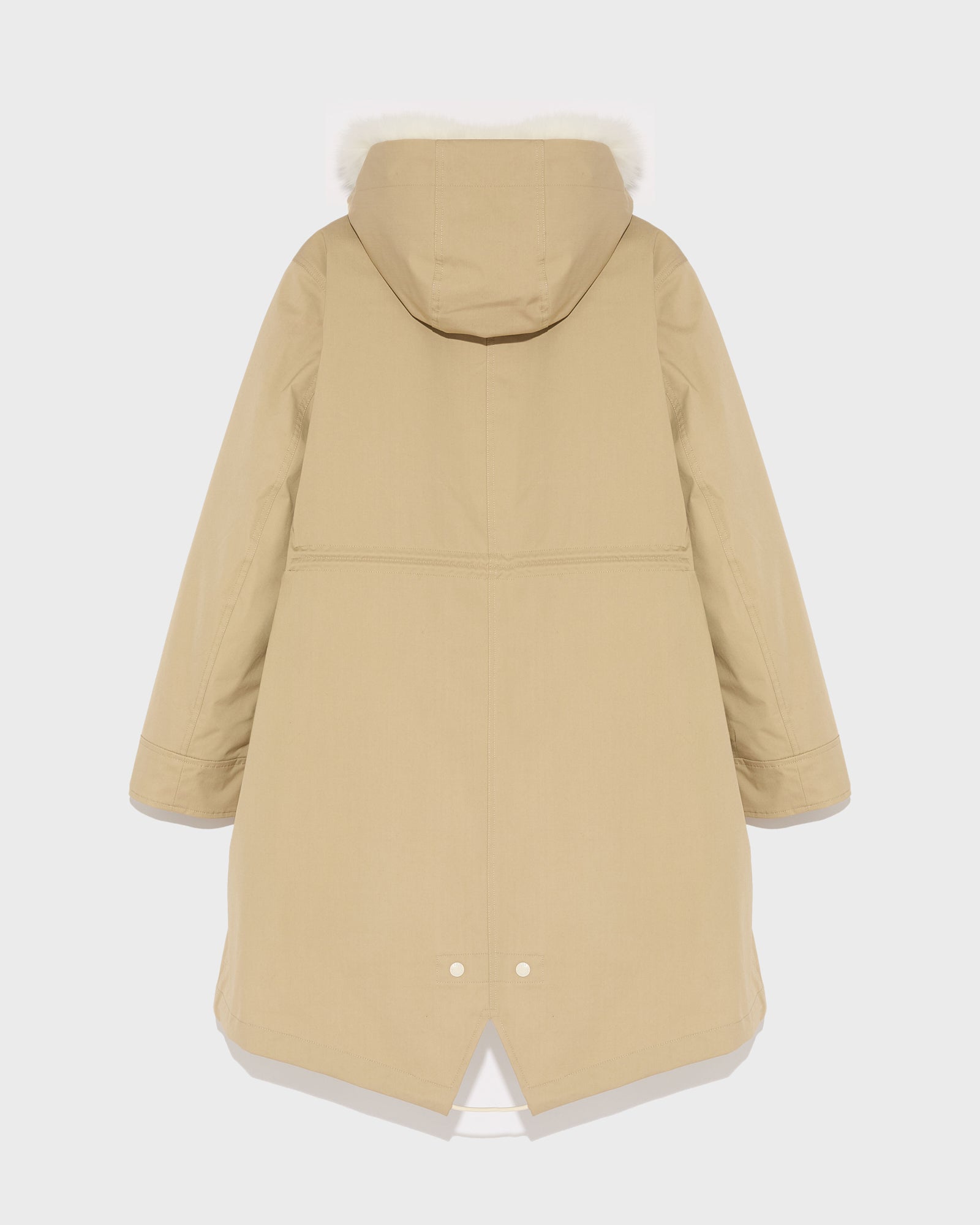 Regular parka in waterproof cotton blend with fox and rabbit fur