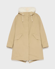 Regular parka in waterproof cotton blend with fox and rabbit fur