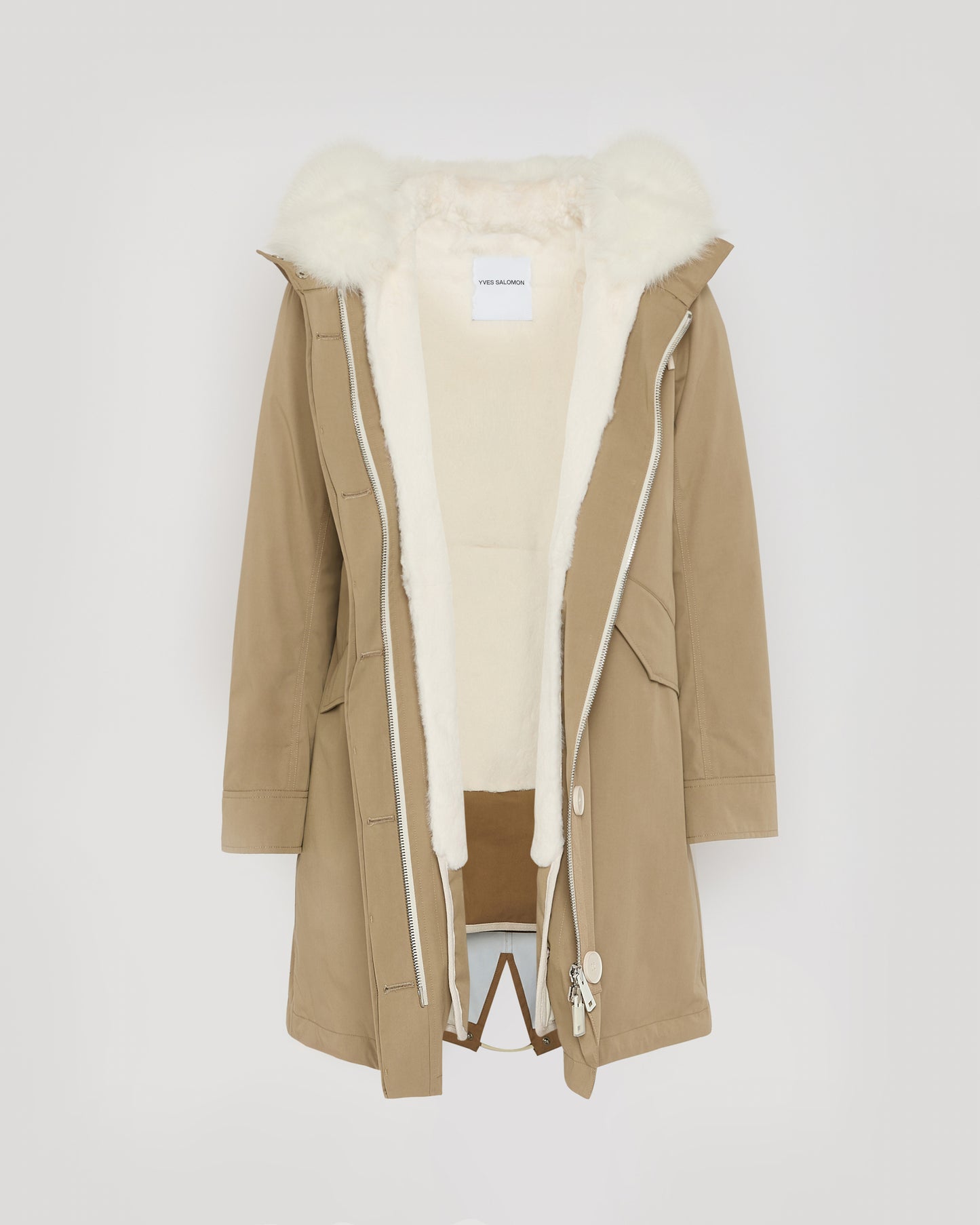 Long Iconic parka in waterproof cotton blend with fox and rabbit fur - Yves Salomon