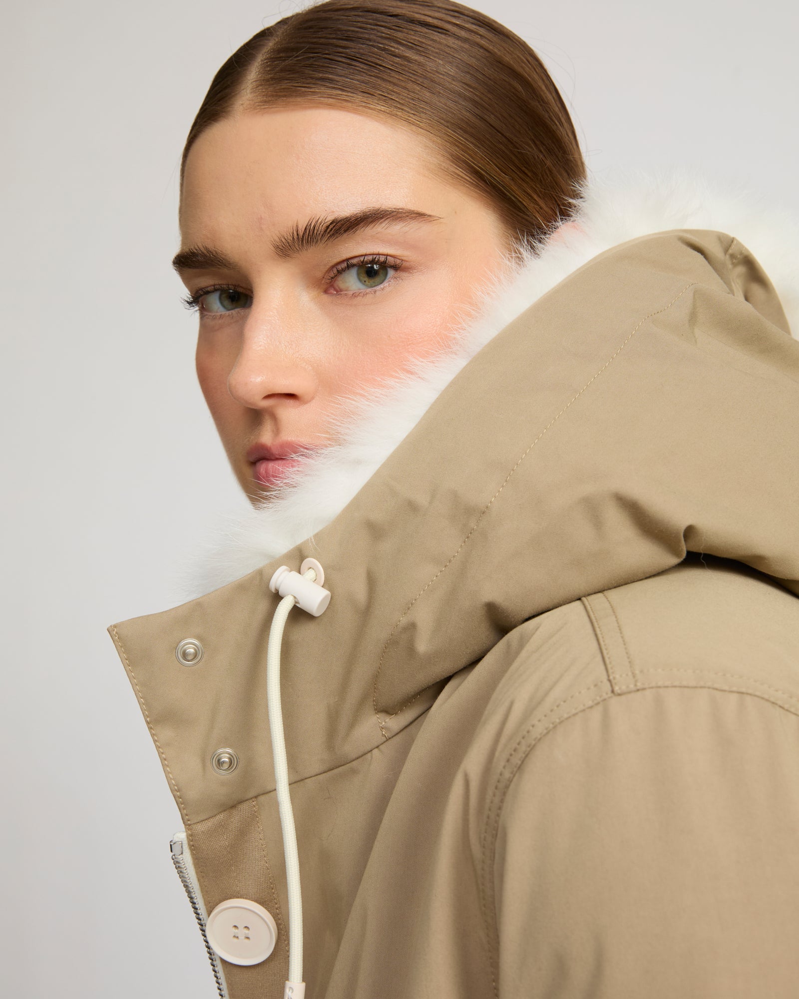 Long Iconic parka in waterproof cotton blend with fox and rabbit fur - Yves Salomon