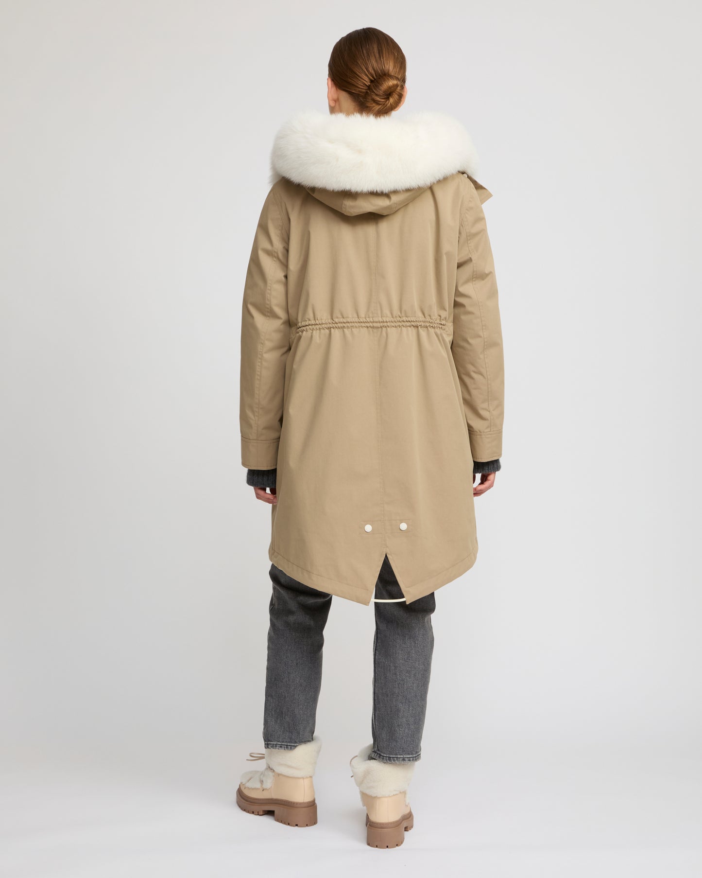 Long Iconic parka in waterproof cotton blend with fox and rabbit fur - Yves Salomon