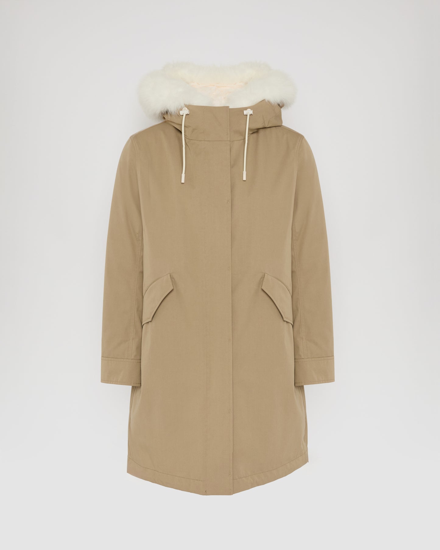 Long Iconic parka in waterproof cotton blend with fox and rabbit fur - Yves Salomon