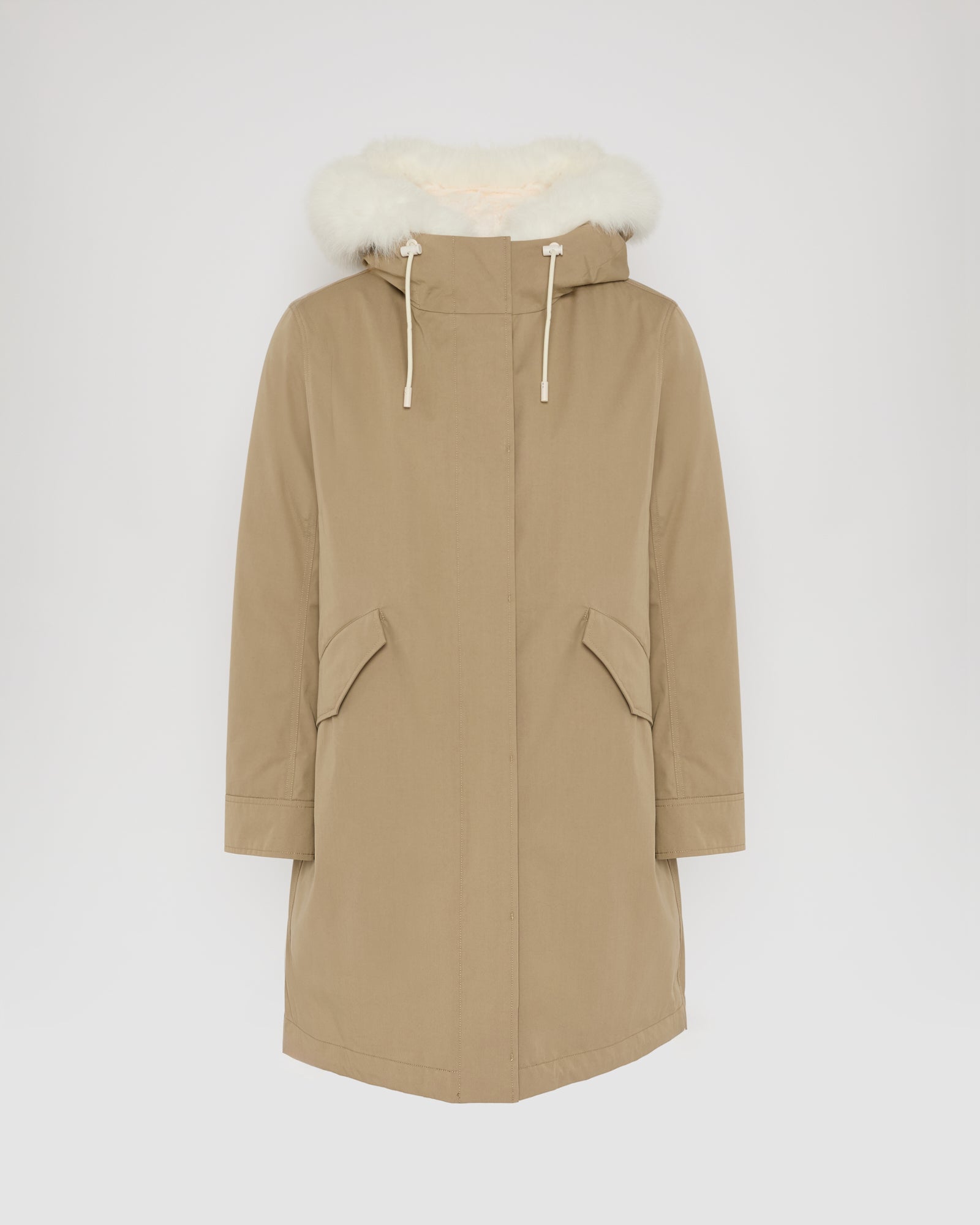 Long Iconic parka in waterproof cotton blend with fox and rabbit fur - Yves Salomon
