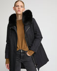 Long Iconic parka in waterproof cotton blend with fox and rabbit fur