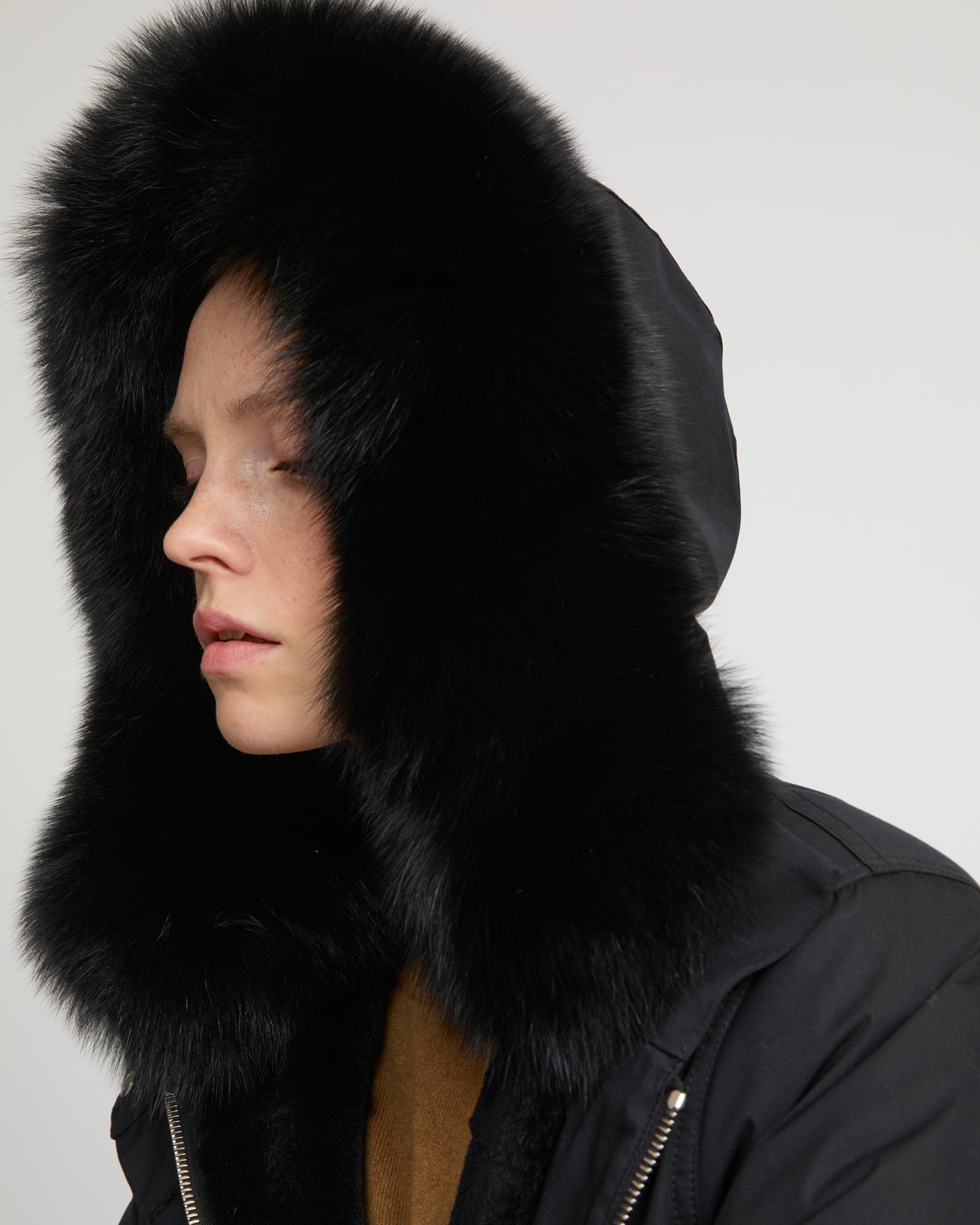 Long Iconic parka in waterproof cotton blend with fox and rabbit fur - Yves Salomon
