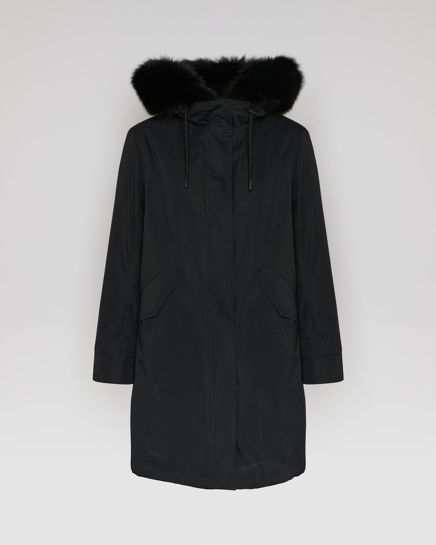 Long Iconic parka in waterproof cotton blend with fox and rabbit fur - Yves Salomon