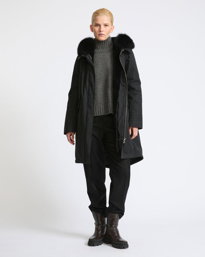 Long Iconic parka in waterproof cotton blend with fox and rabbit fur - Yves Salomon - New Fall Winter Collection