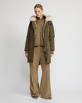 Regular parka in cotton blend and Rabbit fur
