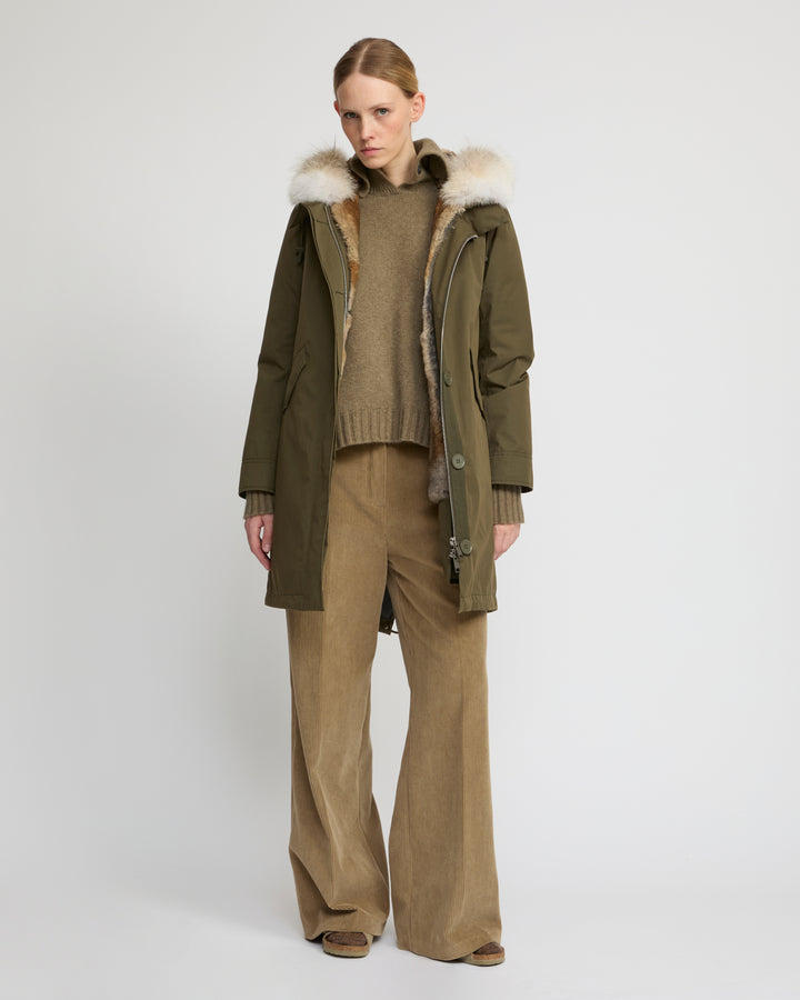 Regular parka in cotton blend and Rabbit fur