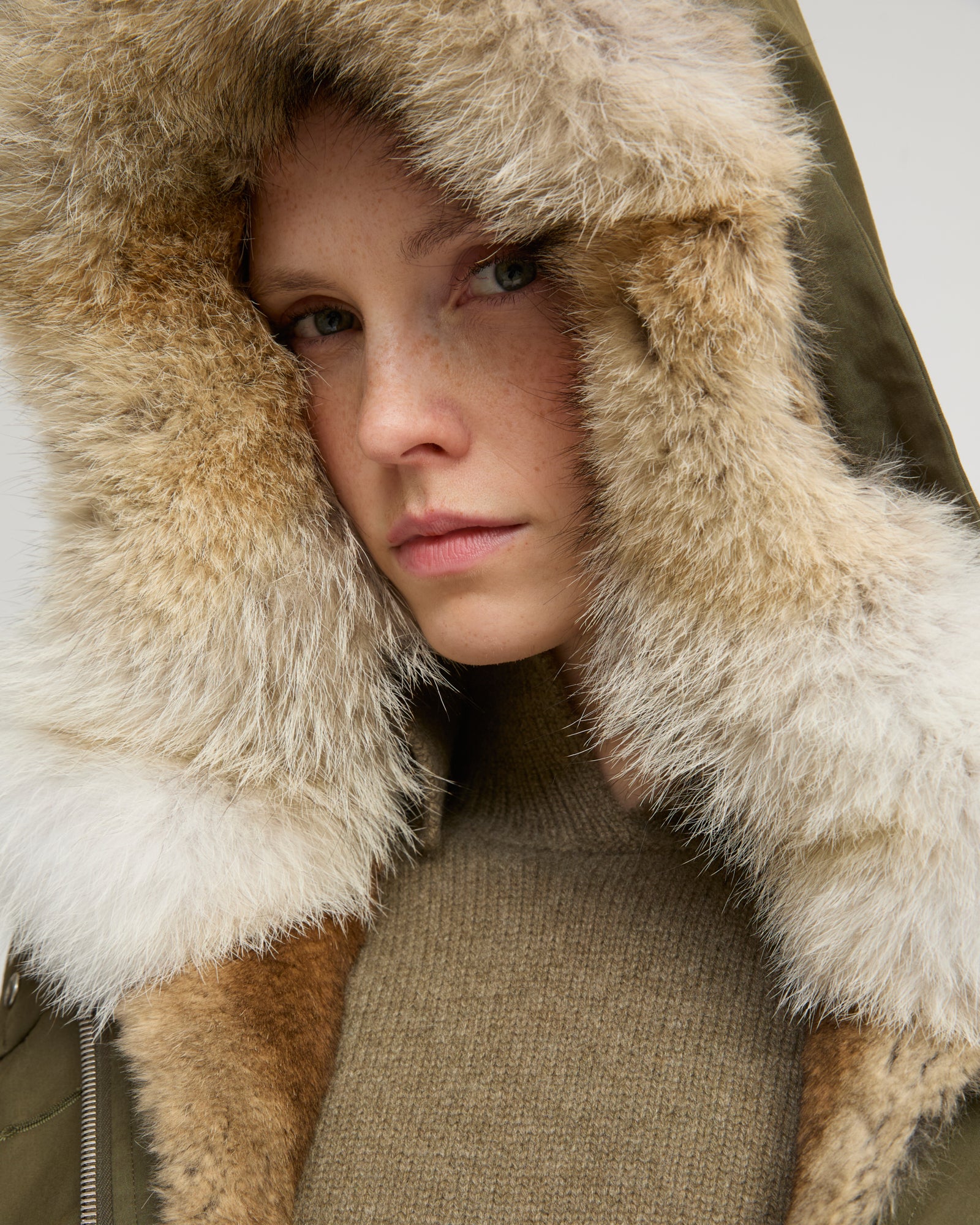 Regular parka in cotton blend and Rabbit fur - Yves Salomon