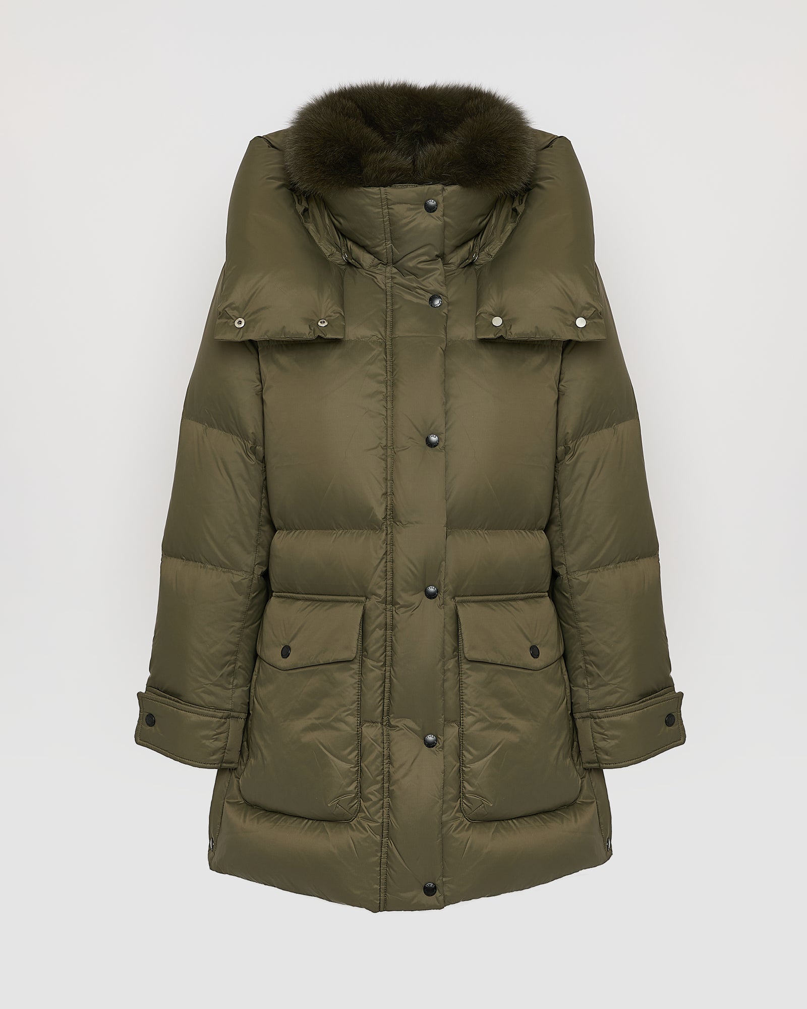 3/4 down jacket in water-repellent technical fabric with fox fur collar trim - Yves Salomon