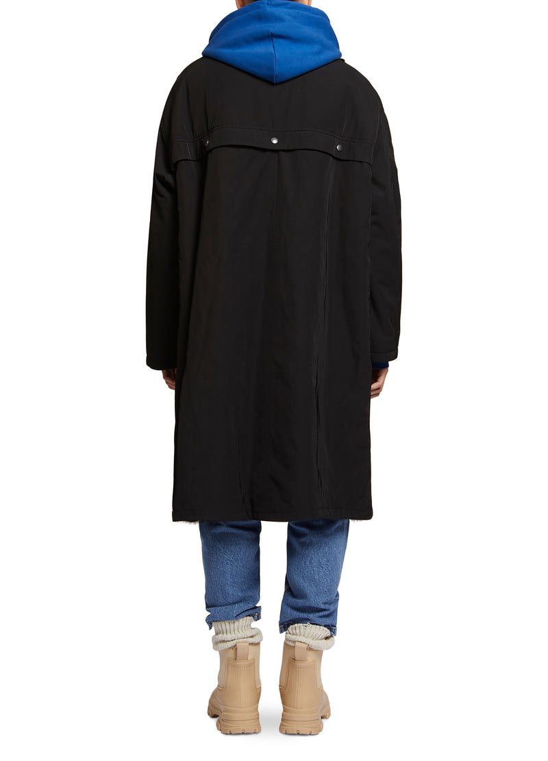 Mink fur and reversible technical fabric shirt collar coat