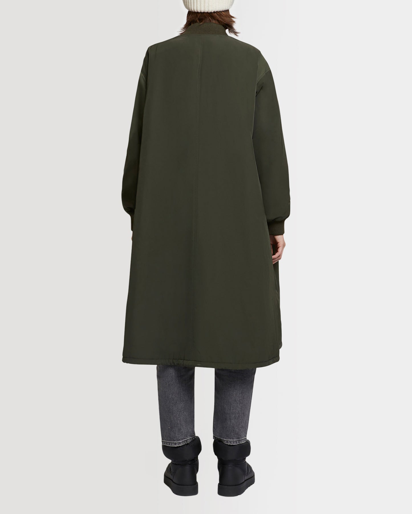 Reversible parka bomber jacket in water-repellent technical fabric and long-haired mink fur