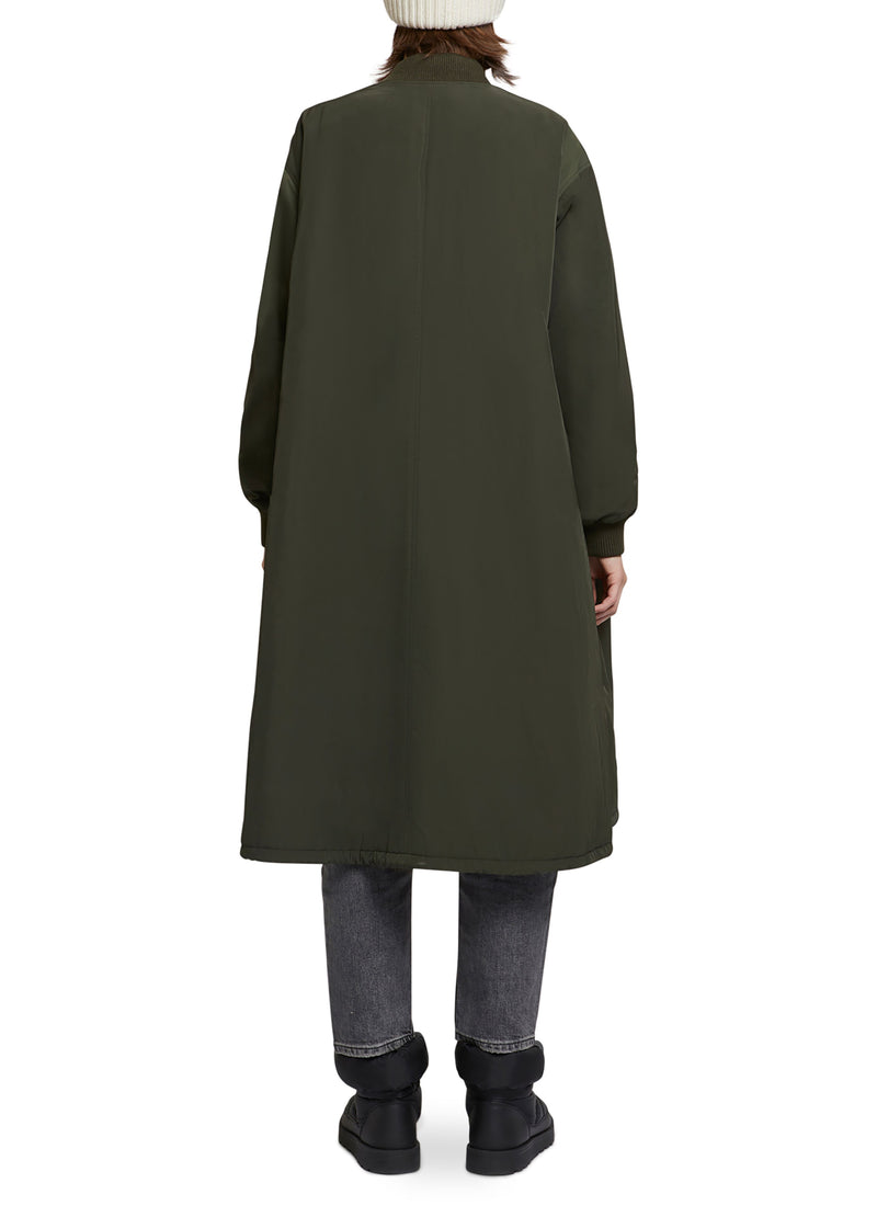 Long bomber parka style jacket in mink fur and reversible technical fabric