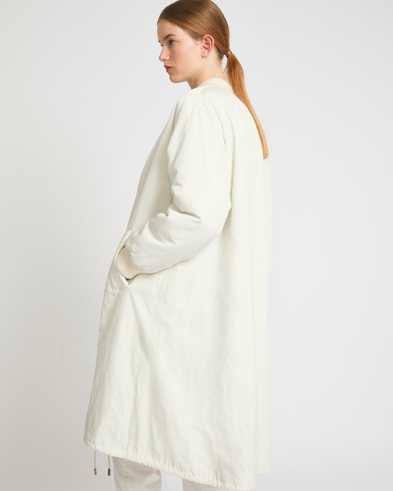 Reversible bomber jacket in water-repellent technical fabric and long-haired mink - white