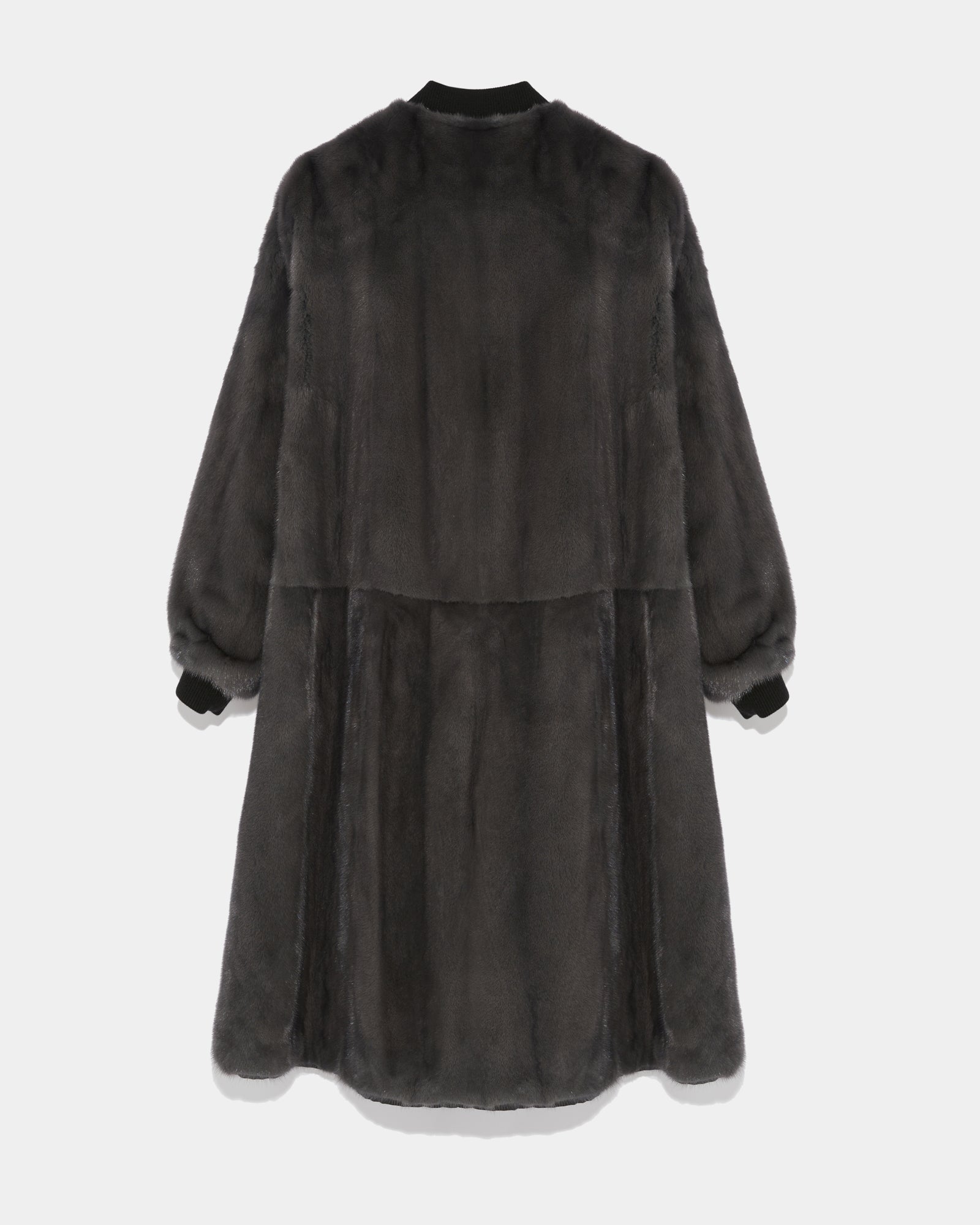 Reversible bomber jacket with mink - black/grey - Yves