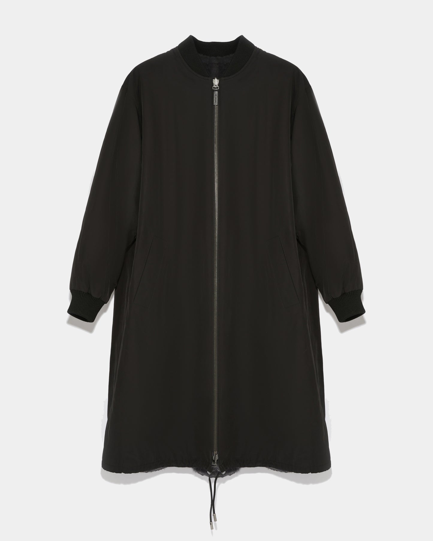 Reversible parka bomber jacket in water-repellent technical fabric and long-haired mink fur