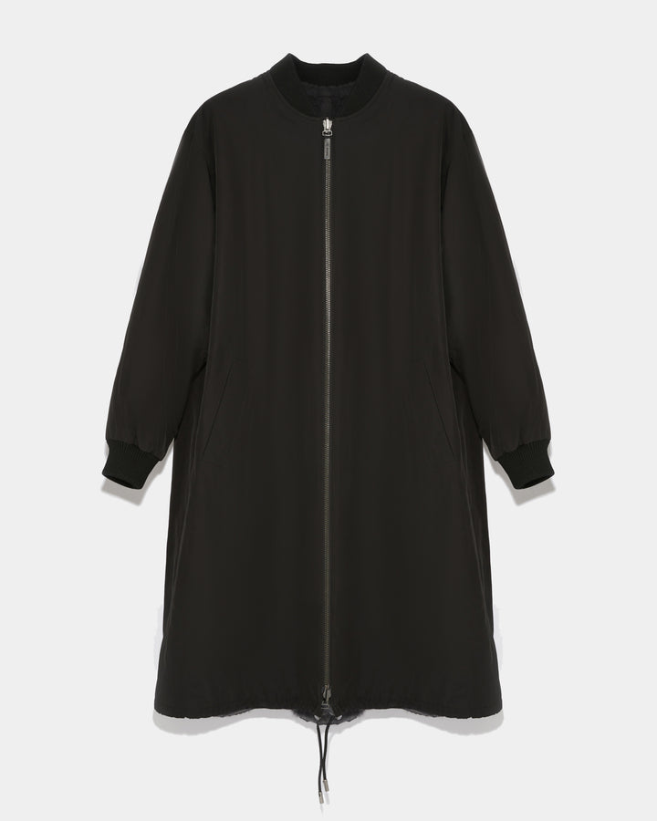 Reversible parka bomber jacket in water-repellent technical fabric and long-haired mink fur