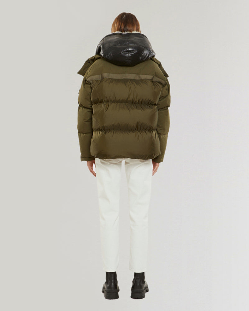 Convertible down jacket in cotton and shearling-Yves Salomon-Winter sale & boxing day