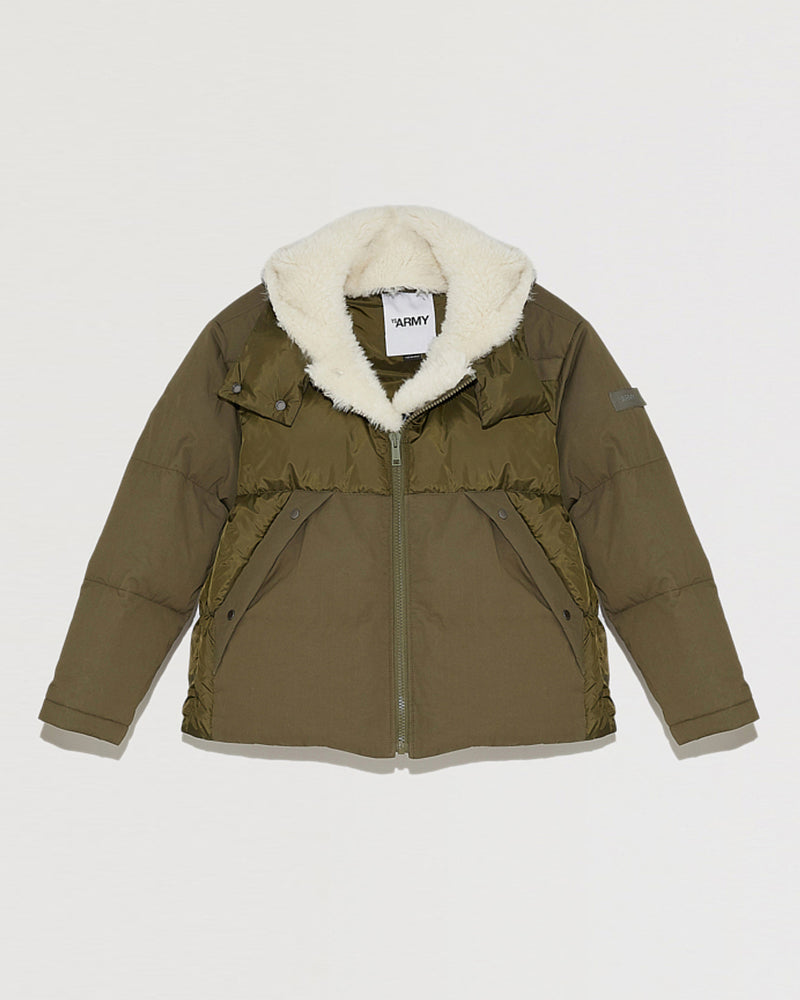 Convertible down jacket in cotton and shearling-Yves Salomon-Winter sale & boxing day