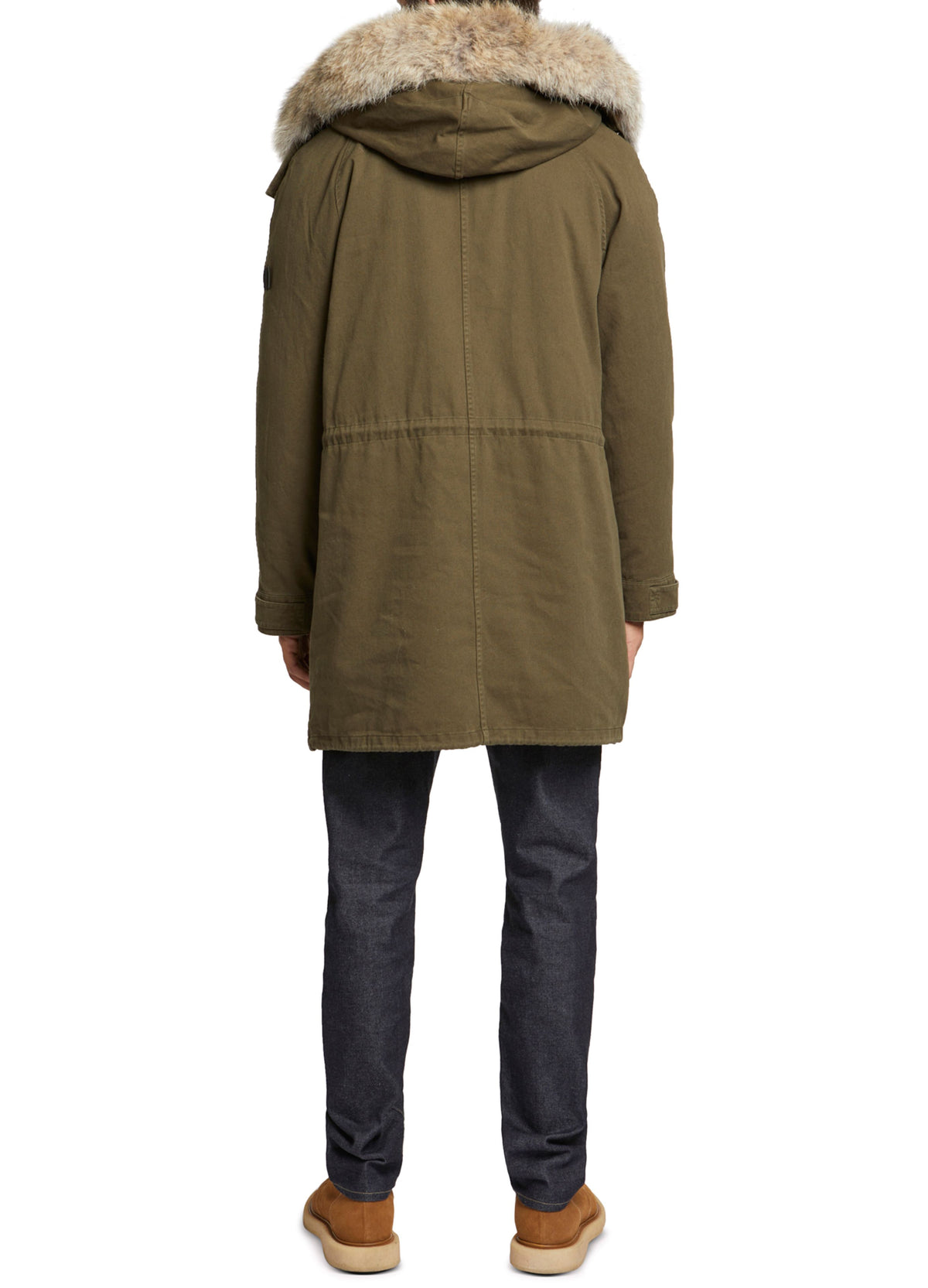 Yves Salomon Black Friday - Short iconic parka in cotton gabardine with coyote and rabbit fur