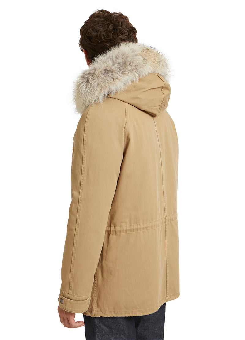 Short Iconic Parka In Cotton Gabardine And Fur