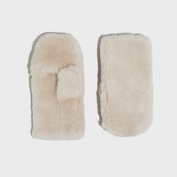 Shearling Fold Over Mittens by Pologeorgis | NYC Beige / Os