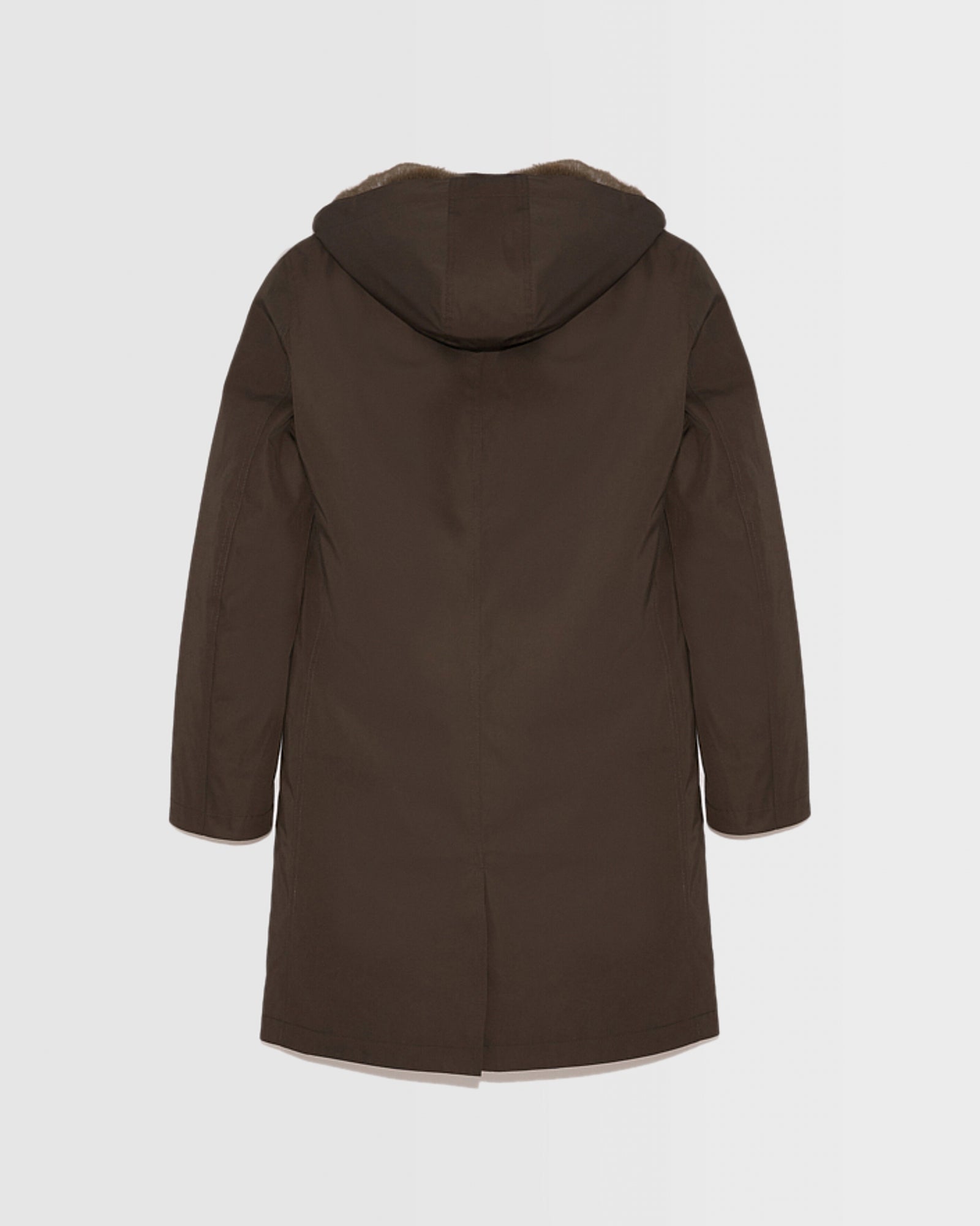 Hooded Coat In waterproof Gabardine And Mink fur -Yves Salomon
