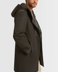 Hooded Coat In waterproof Gabardine And Mink fur