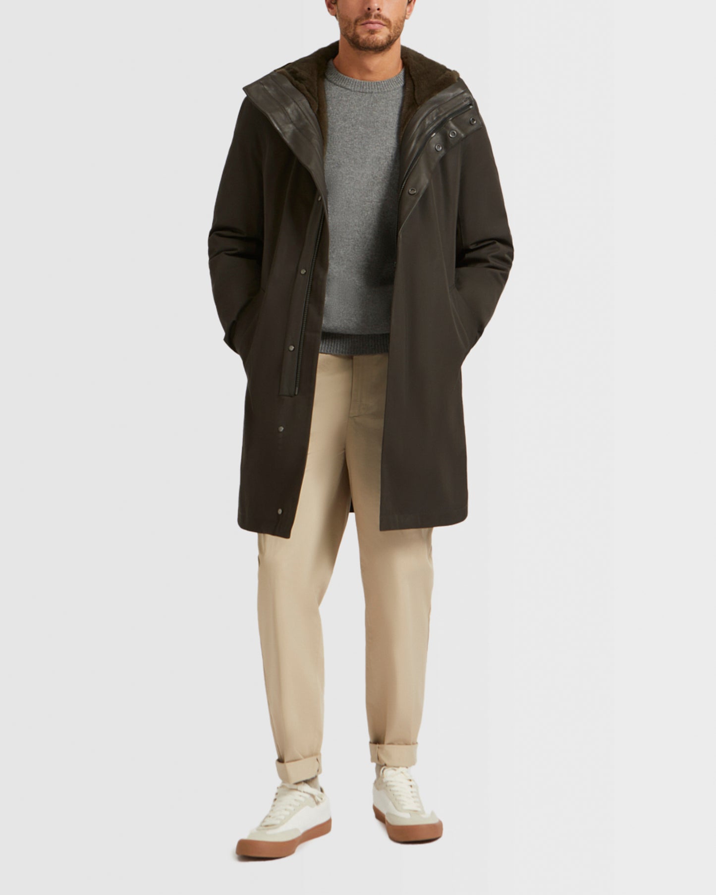 Hooded Coat In waterproof Gabardine And Mink fur -Yves Salomon