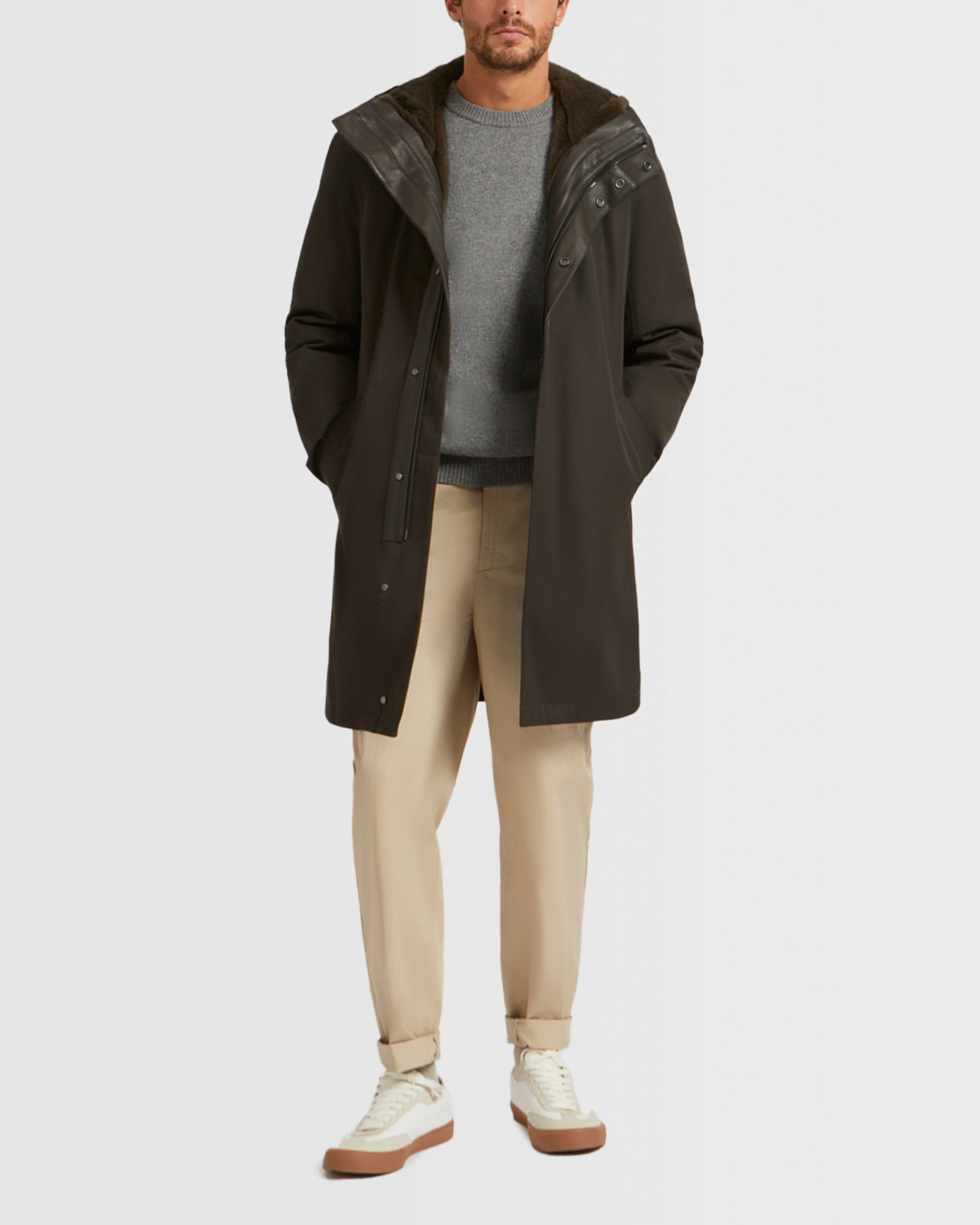 Hooded Coat In waterproof Gabardine And Mink fur -Yves Salomon