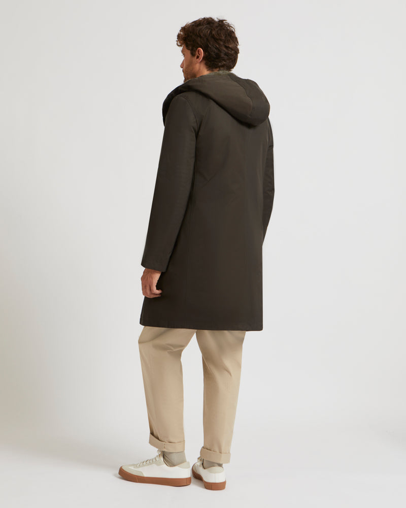 Hooded Coat In Gabardine And Mink - brown - Yves Salomon