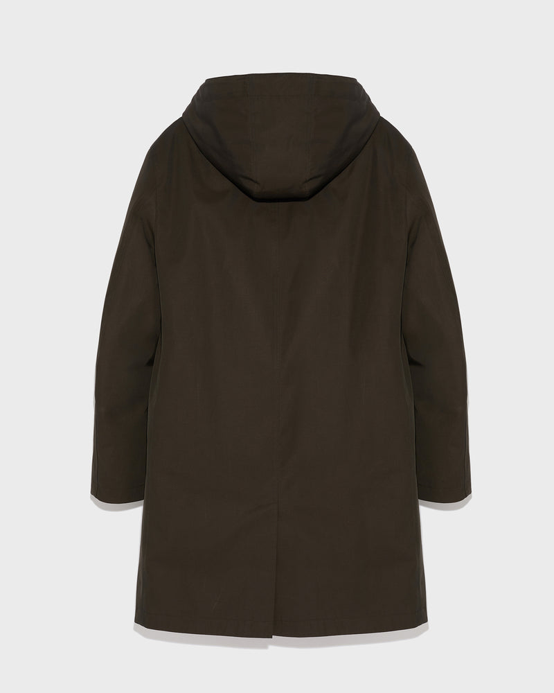 Hooded Coat In Gabardine And Mink - brown - Yves Salomon