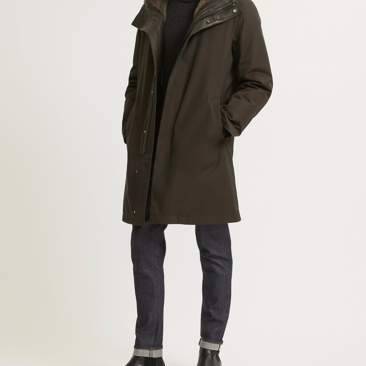 Hooded Coat In waterproof Gabardine And Mink fur -Yves Salomon