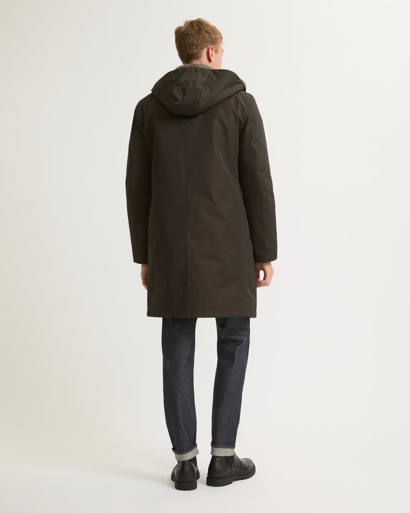 Hooded Coat In Gabardine And Mink - brown - Yves Salomon