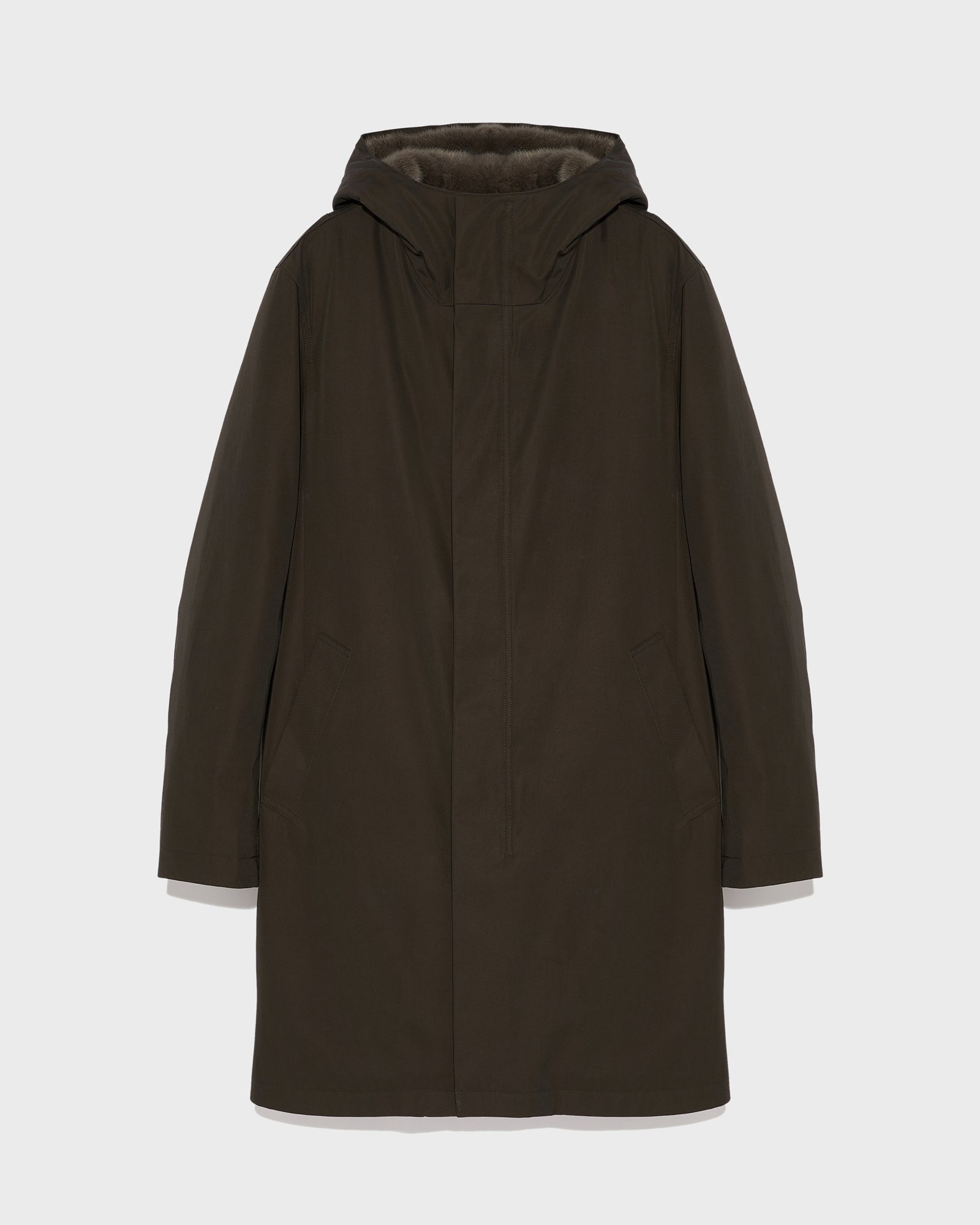 YVES SALOMON ダークブラウン ミンクコート　サイズ36 Coat In Gabardine & Mink - brown - Yves Salomon Men – Yves