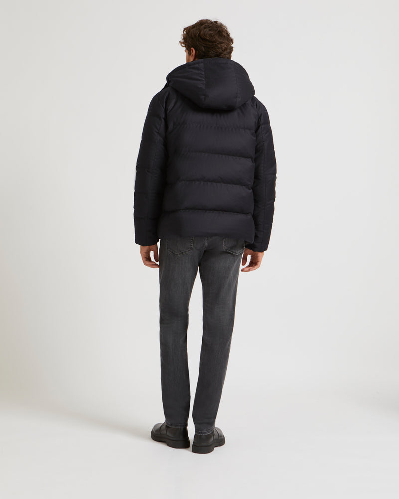 Loro Piana Fabric Short Down Jacket With Dehaired Mink Inside Collar - navy - Yves Salomon