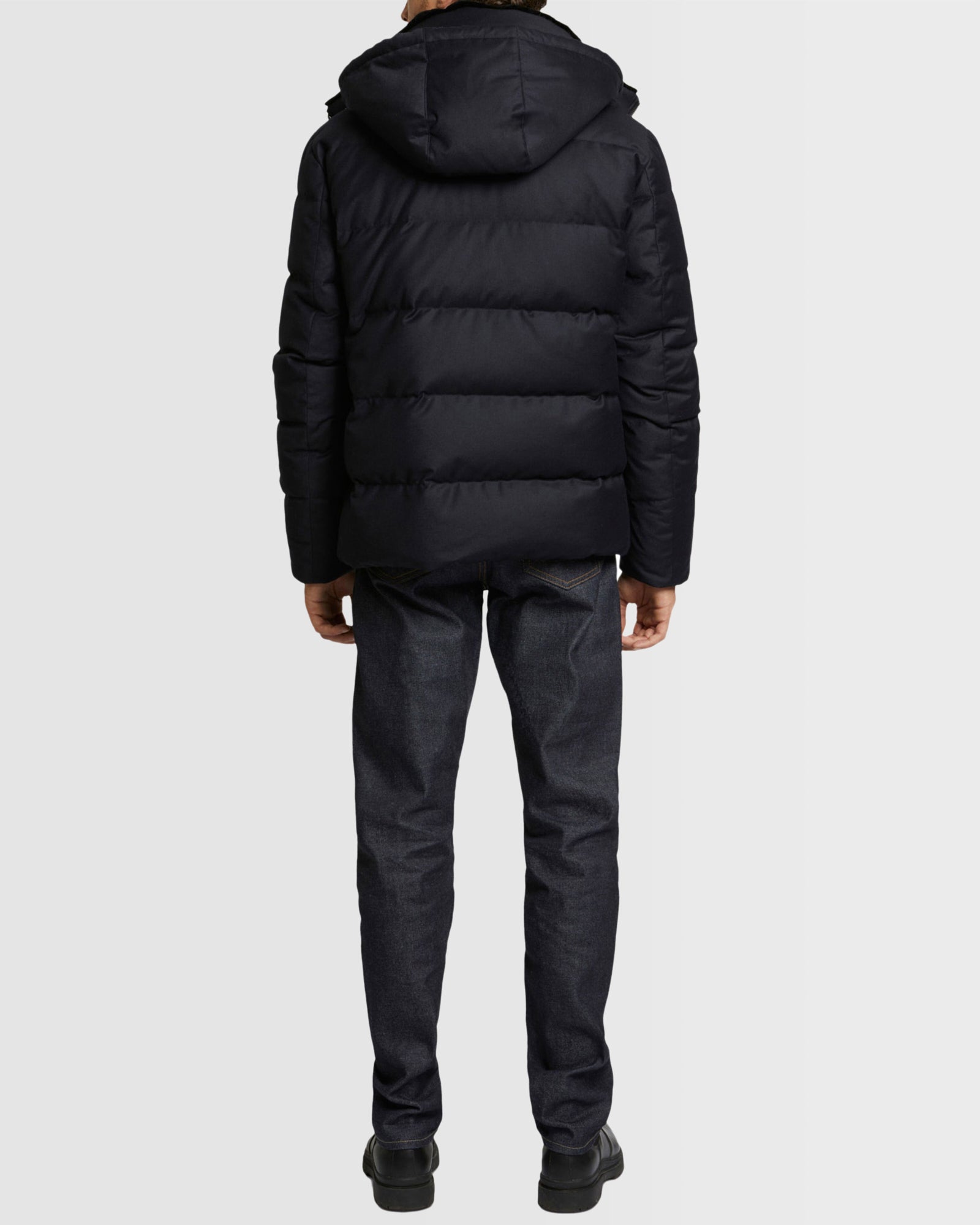 Loro Piana Fabric Down Jacket With Mink - navy - Yves Salomon