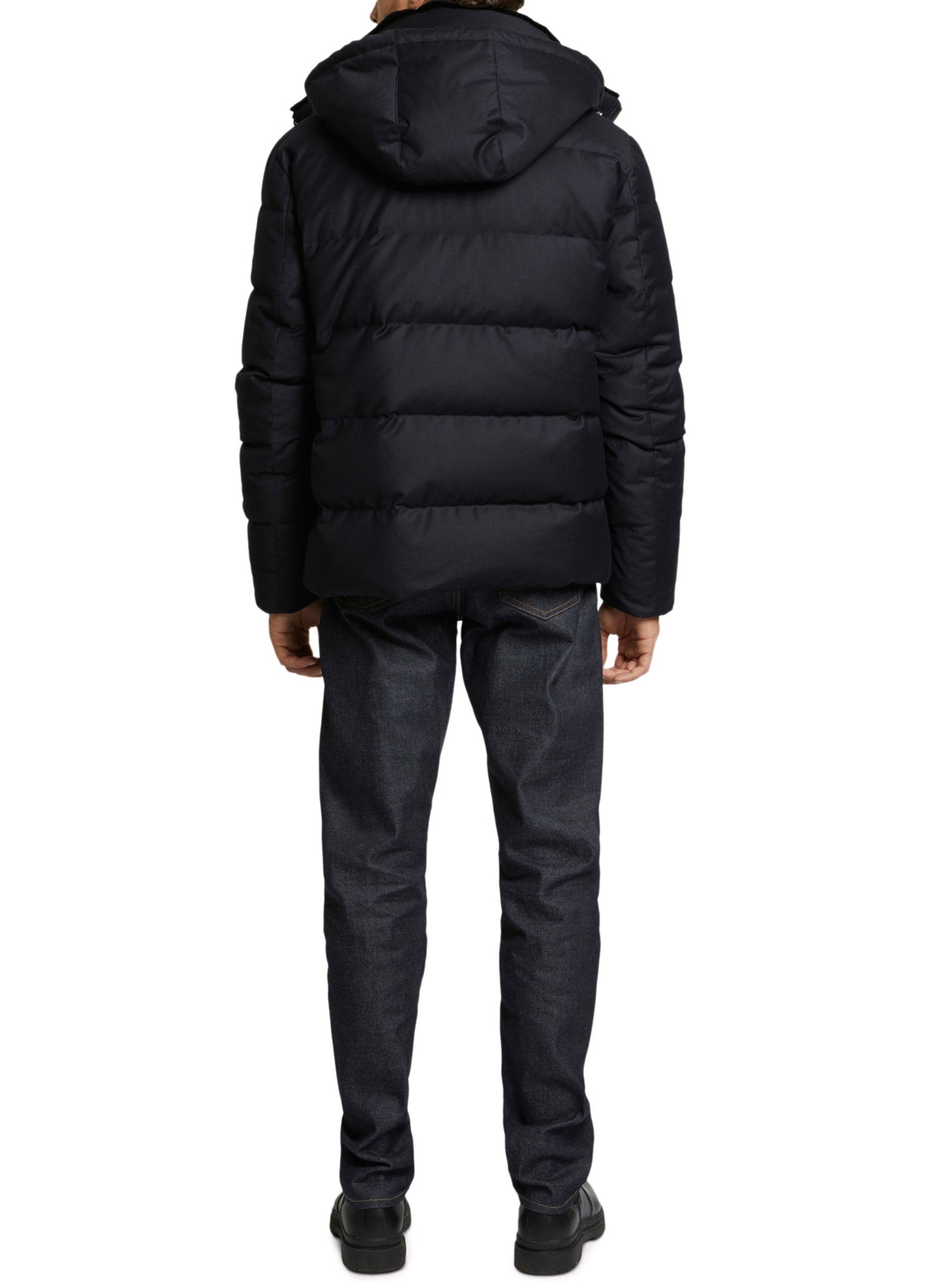 Loro Piana Fabric Down Jacket With Mink - navy - Yves Salomon – Yves  Salomon US