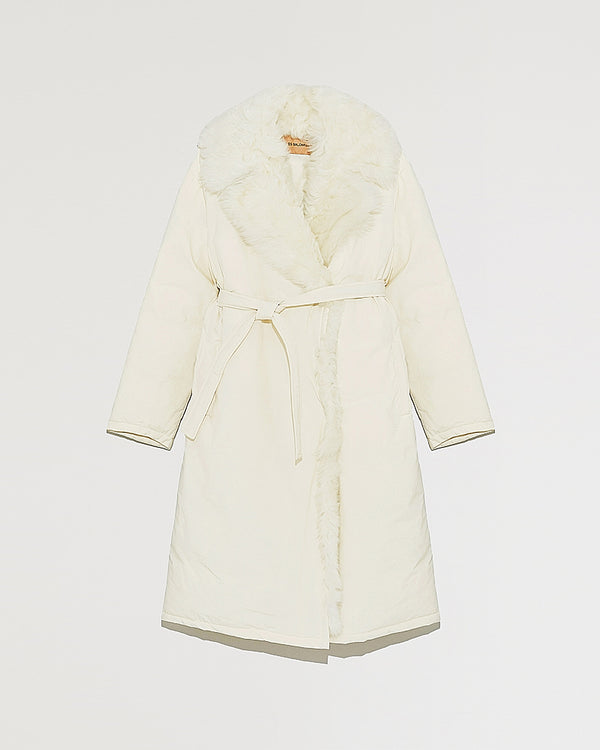 Long belted down jacket with shearling Toscana trim-Yves Salomon-Winter sale & boxing day