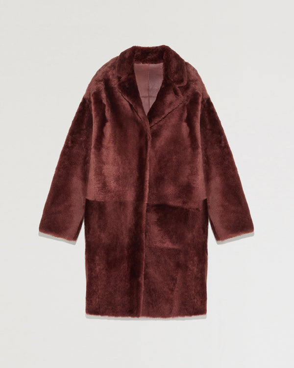 Oversized shearling coat with tailored collar-Yves Salomon-Winter sale & boxing day