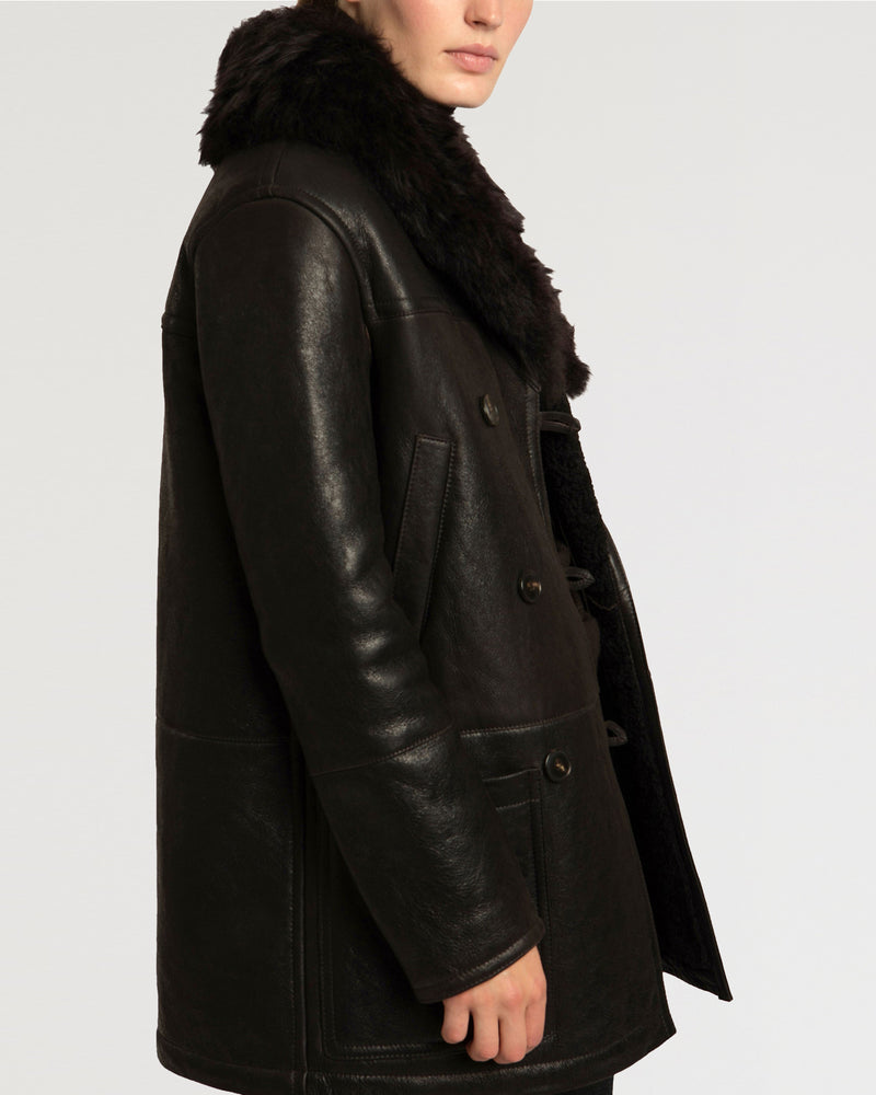 Merinillo lambskin coat with shawl collar