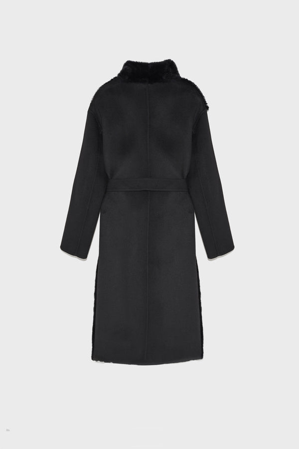 Long coat in double-sided cashmere and lacon lambskin