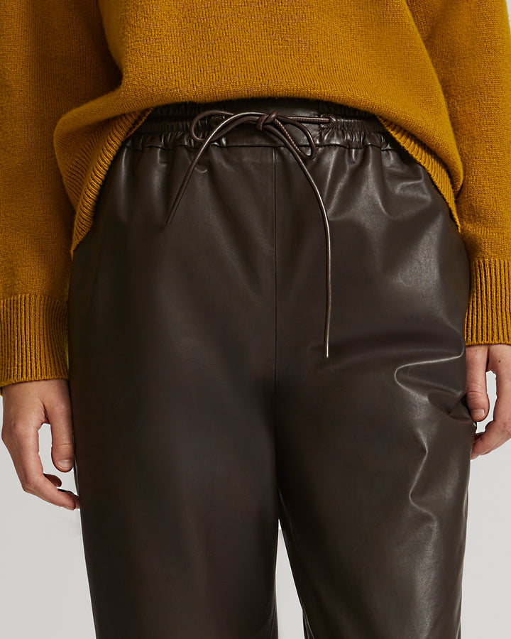 Lamb leather joggers - brown - Yves Salomon